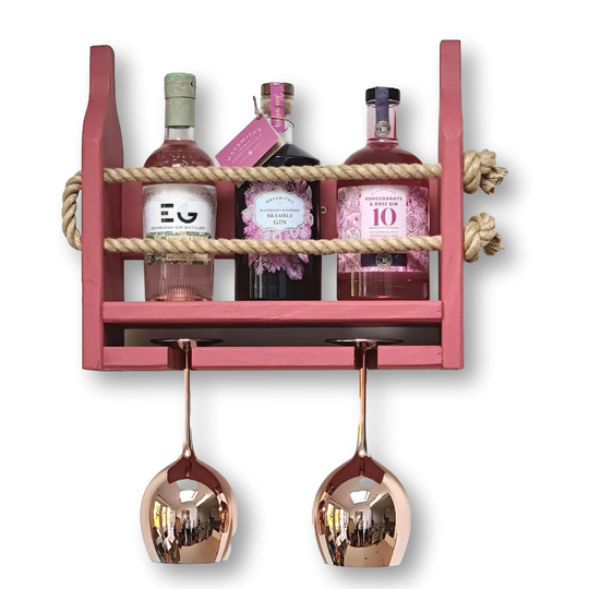 Pink Gin Rack For 3 Bottles & 2 Balloons. Other Options Available. Hen Parties, Weddings, She Sheds, Lovers, Home Decor