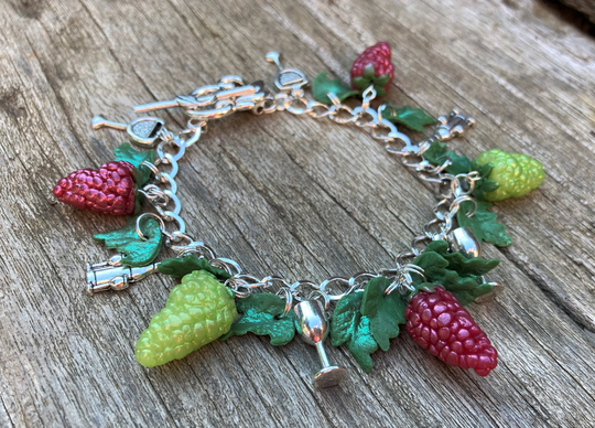 Grape Bracelet, Handmade, Polymer Clay, Wine Lovers Bracelet