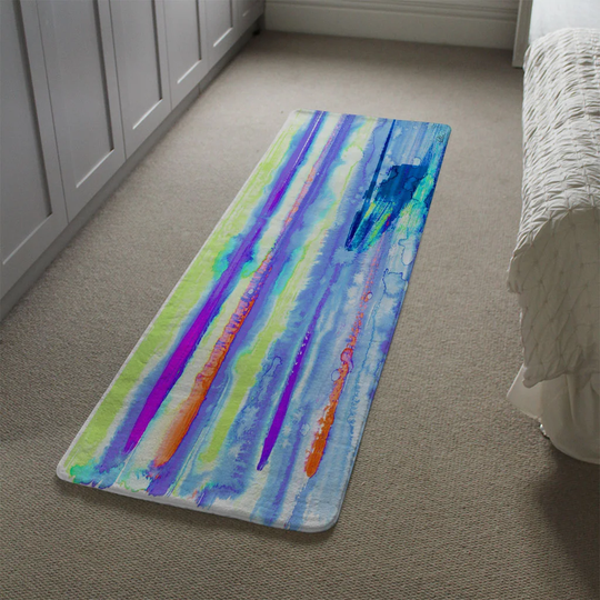 Larkins Dover Entrance Designer Shaggy Blue/Purple/Yellow Rug