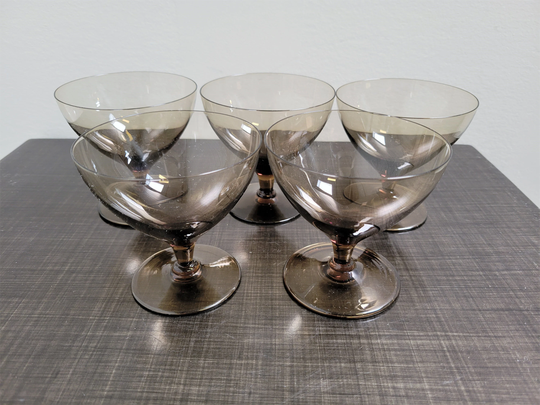 Vintage Tawny Barware Glasses/Set Of 5 Smoked Glass 1970S 8Oz Cocktail Stemmed Glassware Vintagesouthwest 20x