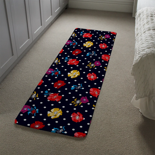 Keane Flowers and Spots Designer Shaggy Black/Red Rug