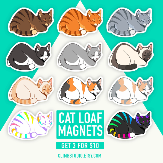 Cat Loaf - Vinyl Magnets, Fridge Lover Decor, Gifts