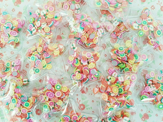 2/4 Large Transparent Star Shaker Filled With Mini Fruits Fimo Clay Slices Applique Embellishments Craft Hair Bow Card Topper
