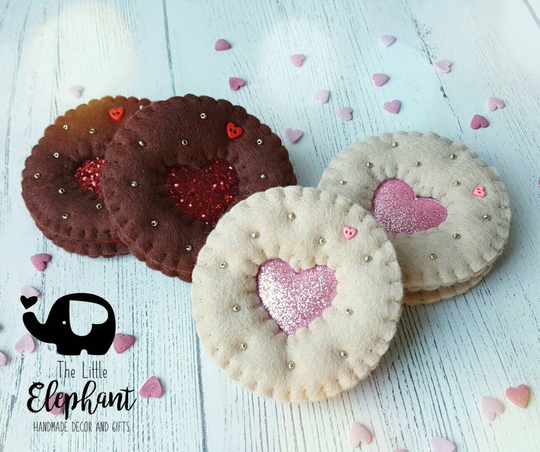 Cookie Fridge Magnets, Valentine's Cookies, Valentines Gift, Felt Cookies