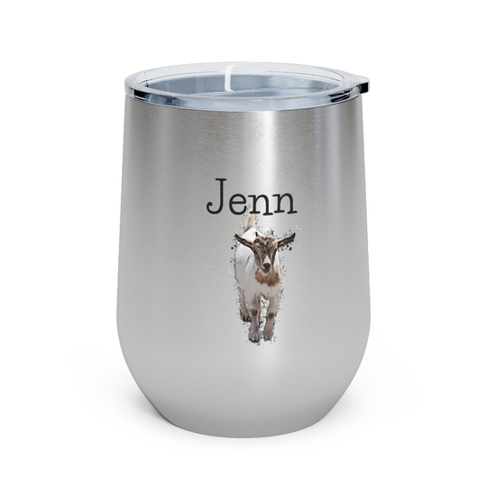 Goat Lover Wine Tumbler, Personalized Insulated 12Oz Custom Tumbler With Lid, Glasses, Love Goats