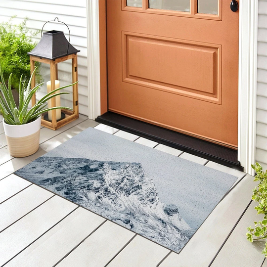 Snow Mountain Entrance Door Mat, Welcome Home Doormat, PVC Plastic Mats Rug For Home, House Warming Gift, Doorway Area Carpet