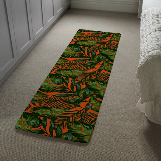 Lattimer Tropical Leaves Designer Shaggy Green/Rust Rug