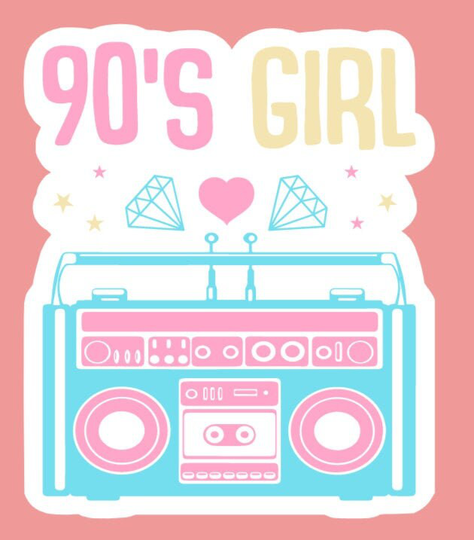 Indoor Fridge Magnet 90's 1990's Girl Cassette Boombox Magnet - Laminated Glossy Customized Or Personalized