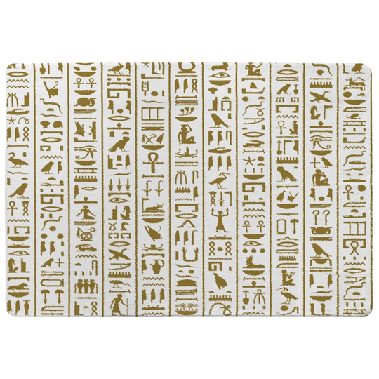 Pearce Acient Egyptian Heiroglyphs Shaggy Gold/White Rug