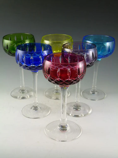 John Walsh Crystal - Harlequin Coloured Wine Glasses Set Of 6