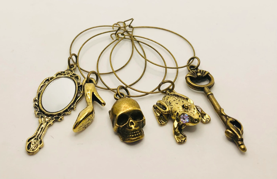 Antique Bronze Wine Glass Charms - 5 Per Set
