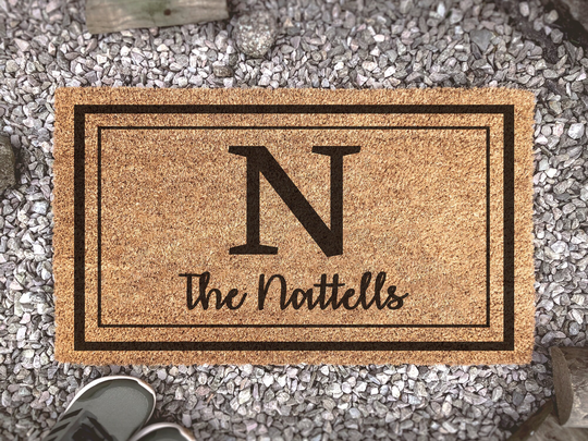 Monogram Family Name Doormat - Personalized Custom Door Mat Housewarming, Anniversary, Realtor Gift
