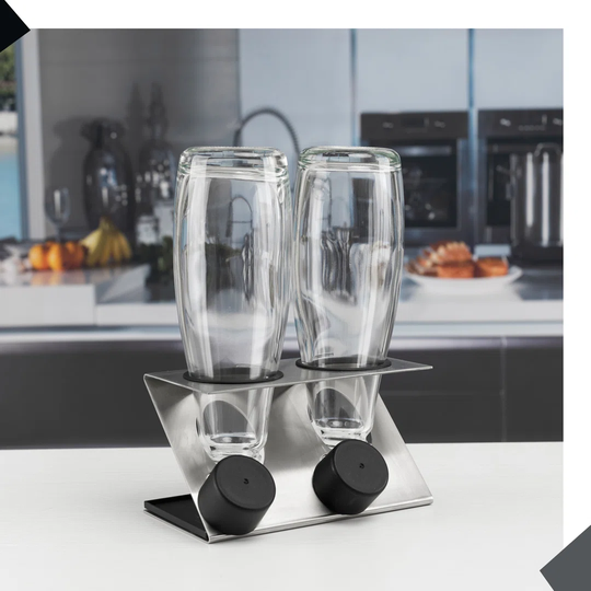 Euclid 2 Bottle Tabletop/Countertop Wine Bottle Rack in Silver