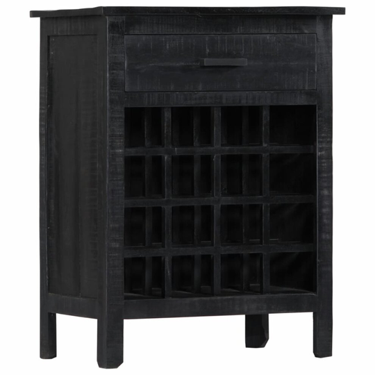 vidaXL Solid Mango Wood Wine Rack Black Bottle Holder Wine Bottle Cabinet