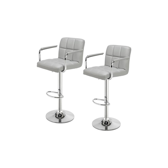 2x Chrome Gas Lift Swivel Faux Leather Kitchen Breakfast Bar Stool