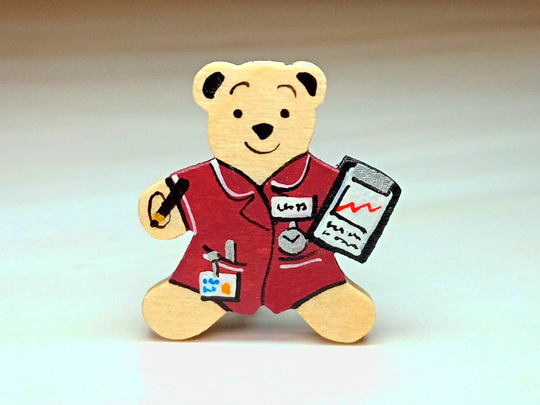 Care Worker Gift, Handmade Healthcare Assistant Badge, Thank You Nurse Cute Little Wooden Teddy Bear Pin, Nhs Key Gift