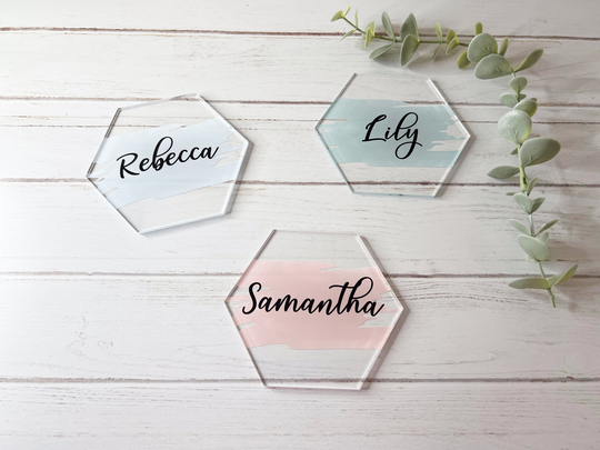 Acrylic Wedding Place Cards - Place Card Favours Table Setting Placecards Favors Table Decor Hexagon