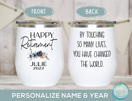 Personalized Retirement Gift For Women, Happy Cup, Mom, Sister Or Best Friend Tumbler, Boss Coworker Farewell
