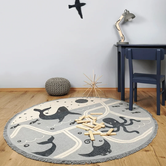 Delphine Little Hand Tufted Cotton Blue Rug