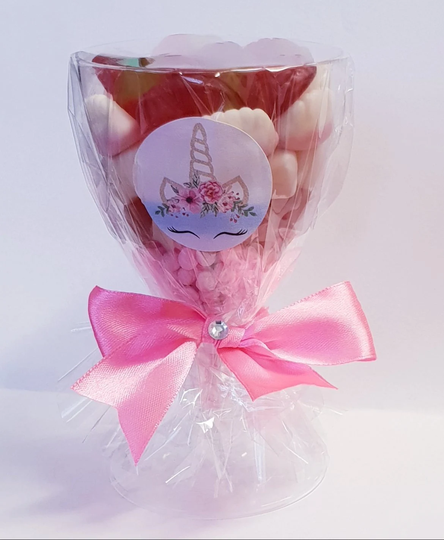 Unicorn Theme Party Favours Prefilled Sweet 16 Sleepover Wine Glass Girls Birthday Baby Shower | Qty 1