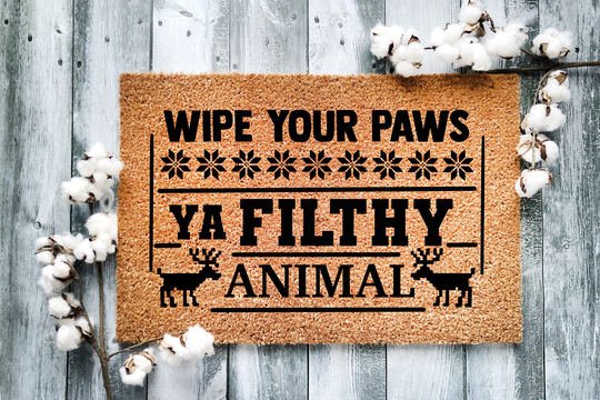 Door Mat, Funny Doormat, Wipe Your Paws Ya Filthy Animal, Housewarming Gift, Welcome Closing Wedding Gift - 75