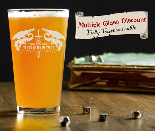 Tears Of My Players Dungeon Master Pint Glass - Funny Dungeons & Dragons Gift Dnd Etched Dm Gm Beer Geek Custom