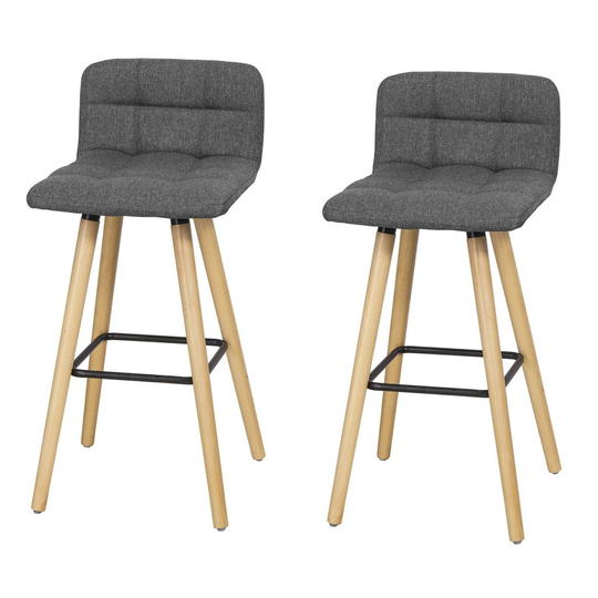 SoBuy® FST50-DGx2, Set of 2 Kitchen Breakfast Bar Stool, Fabric Padded Seat