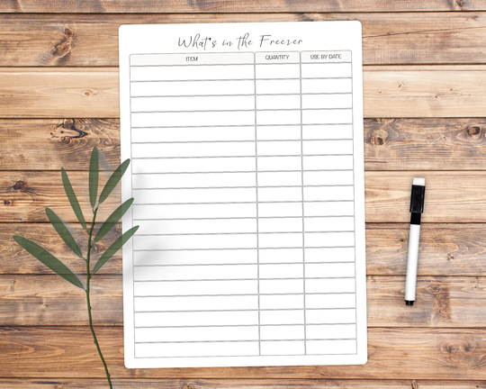 Personalised Dry Wipe Whiteboard Freezer Stock Inventory List, Quantity Use By Dates, Food Items Check