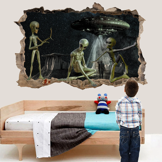 Aliens Extraterrestrial Ufo Invasion Wall Sticker Art Poster Mural Transfer Decal Print Room Home Nursery Office Shop Decor Id553