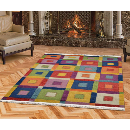 Derby Lane Flatweave Blue/Yellow/Green Rug