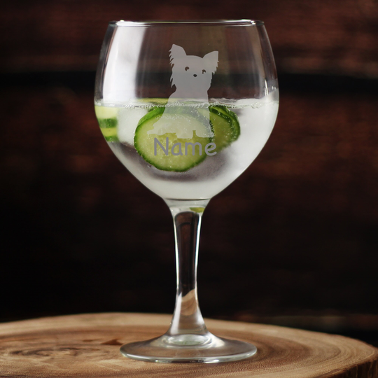 Yorkie Dog Yorkshire Terrier Personalised Gin Glass Large Balloon Gin Glass - Hand Etched Gift Bartender.237