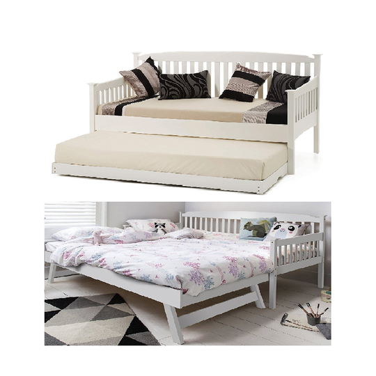 SHAKER STYLE WHITE 3FT SINGLE DAYBED WITH UNDER BED GUEST TRUNDLE