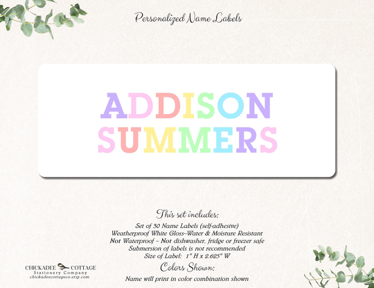 School Supply Name Labels, Stickers, Labels For Girls, Book Personalized Custom Cotton Candy