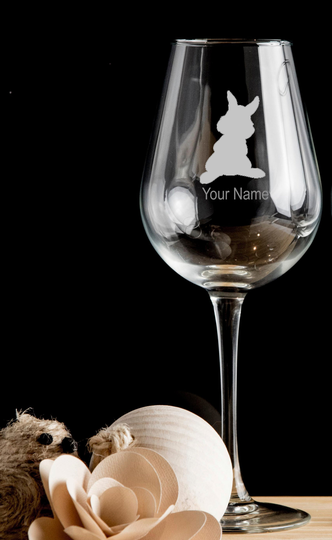 Thumper Rabbit Personalised Wine Glass Red Wine, White Wine - Hand Etched Gift Bartender.81