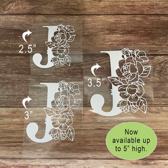 Floral, Initial Decal, Vinyl Initial, Sticker