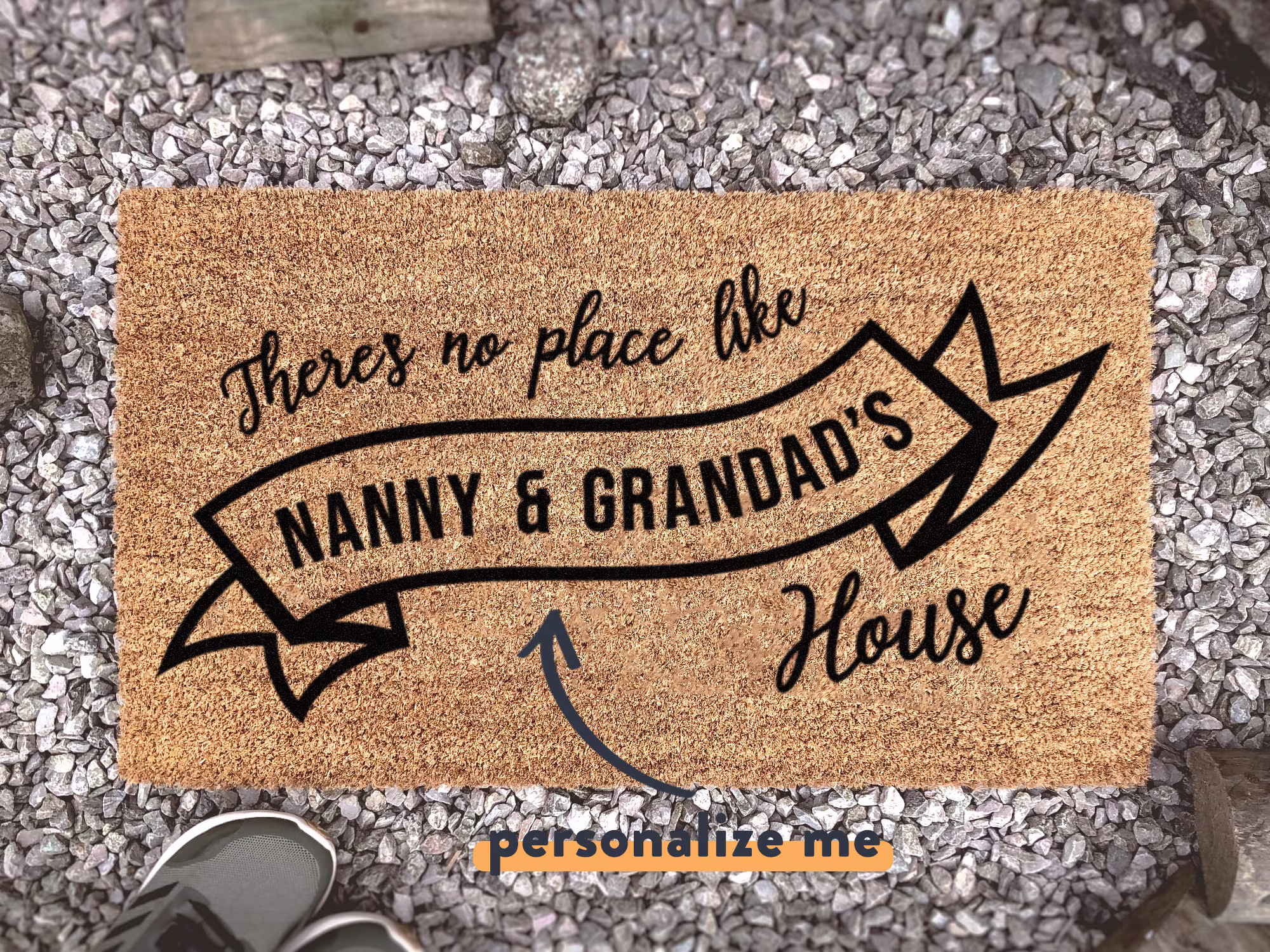 There's No Place Like Nanny & Grandad's House - Personalized Family Mat Custom Coir Doormat Housewarming Gift
