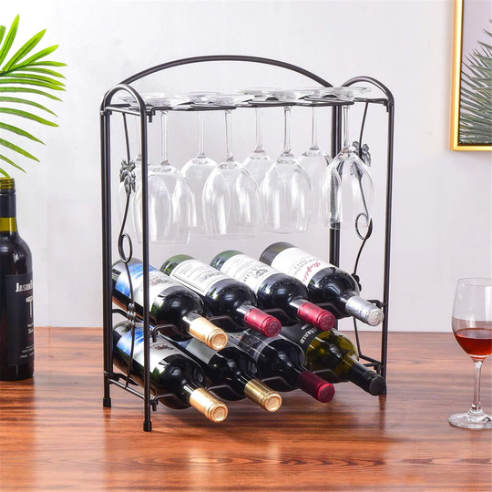 Wine Racks Free Standing,Wine Glass Rack Metal,Wine Holder For 8 Bottles And 8 Wine Glasses,Perfect For Home Decor & Kitchen,Bar,Wine Cellar,Cabinet