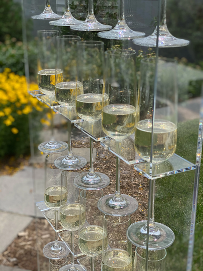 Clear Acrylic Champagne Wall Freestanding - Holds 20 Flutes For Sale Wedding