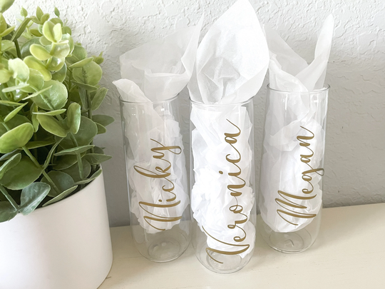 Personalized Plastic Champagne Flutes, Glasses, Flute, Bridal Party Gift, Bridesmaid Gift For Her, Toasting Flute