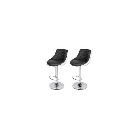 (Black) 2X Bar Stools Swivel Bar Stools Gas Lift Rest Chairs Kitchen