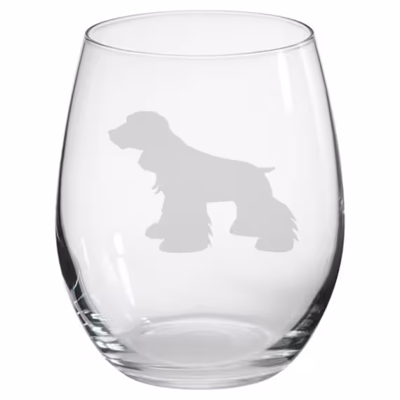 Personalised Cocker Spaniel Engraved Stemless, Gift, Dog Gift, Glass, Gin, Dog Gin
