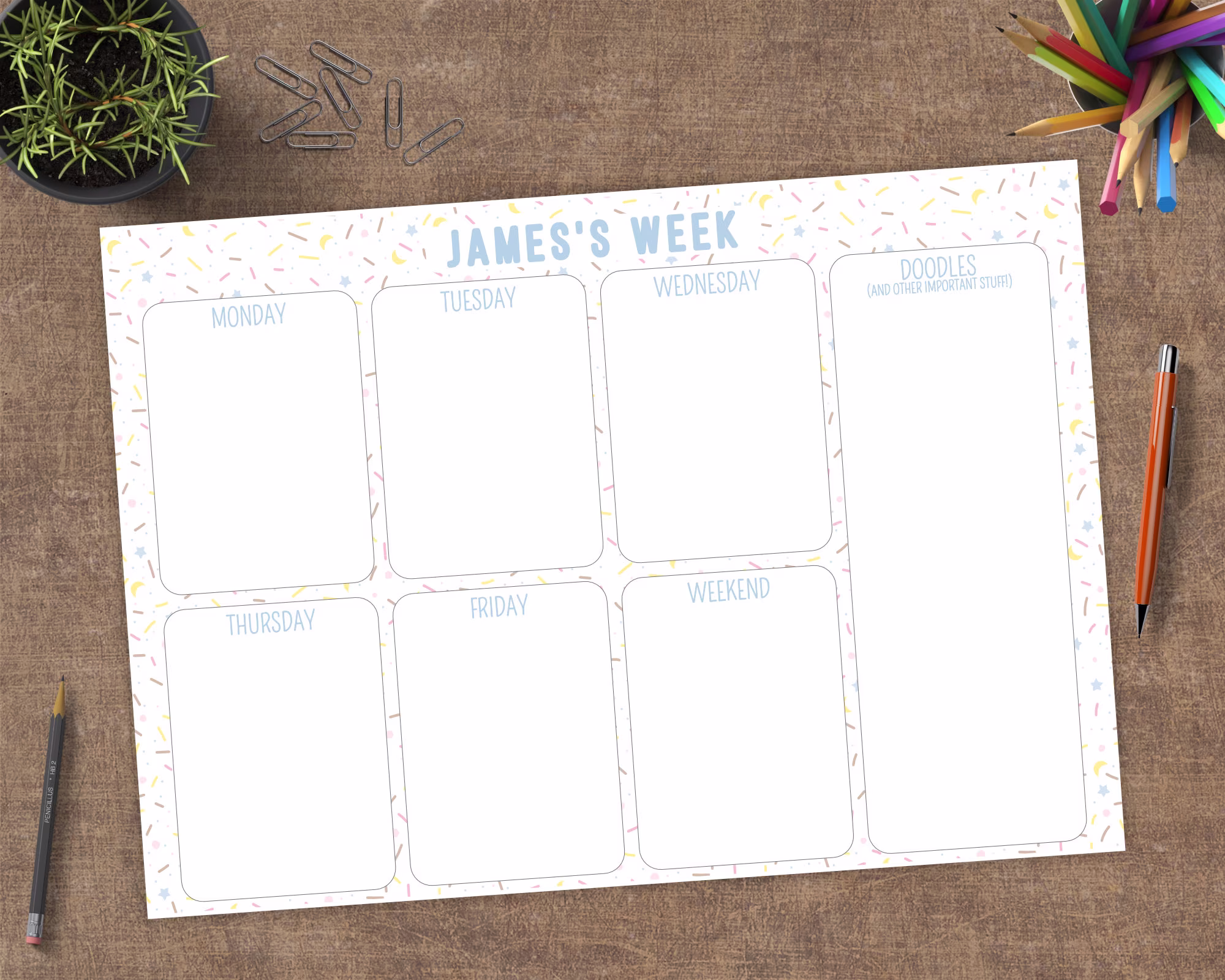 Personalised Weekly Planner Notepad, Desk Pad Planner, A4 Or A5 Tearable Pad, Children's Daily Day Organiser, Teenagers To Do List Schedule