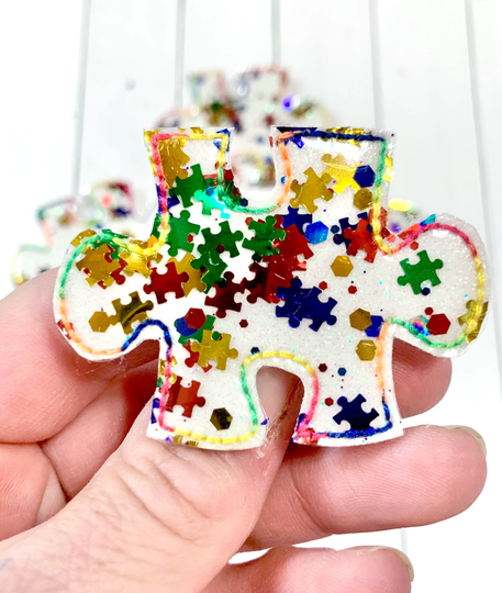 Awareness Feltie, Autism Feltie Embellishment, Shaker Puzzle Confetti Glitter School Sped Teacher