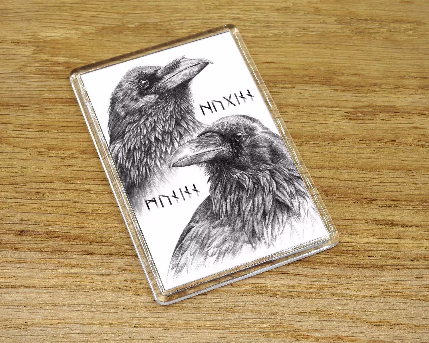 Hugin & Munin Fridge Magnet, Odin's Ravens Pencil Drawing, Norse Mythology Gift, Viking Drawing Print From Original Artwork