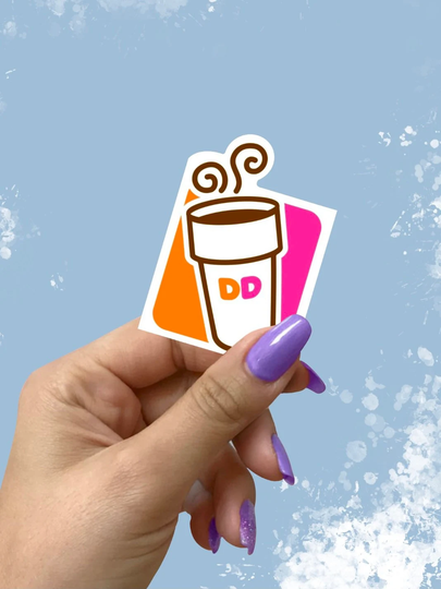Dunkin Donuts Coffee Logo, Latte Coffee, Fast Food Sticker, Premium Vinyl Sticker