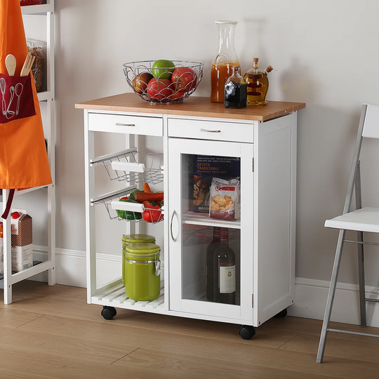 Damajah 70Cm Kitchen Trolley with Locking Wheels