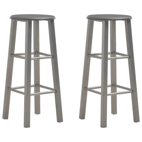 2X Bar Stools Modern Home Bar Restaurant Kitchen Dinner Seats Stools Chairs Counter Stools Dining Room Bar Furniture Silver MDF
