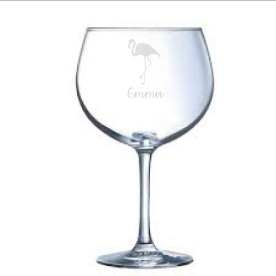 Personalised Flamingo Engraved Gin Glass, Gift, Gifts, Lover