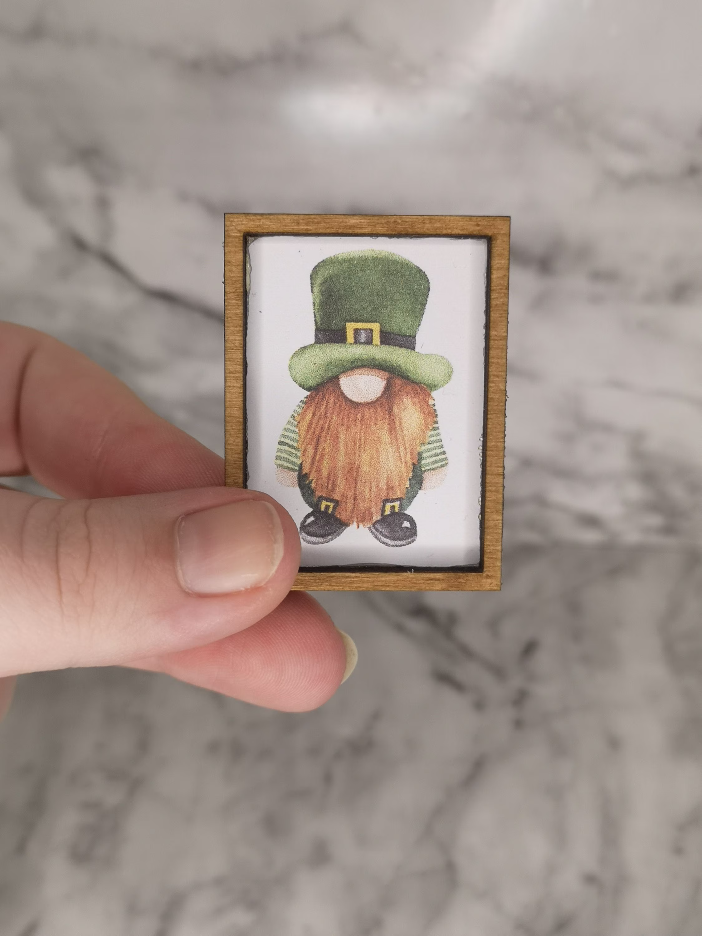 Wood Framed Miniature Sign | Farmhouse Style Tiered Tray Decor Handmade Decoration St Patrick's Day Gnome