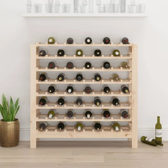 Tetteh 80 Bottle Solid Wood Floor Wine Bottle Rack in Brown